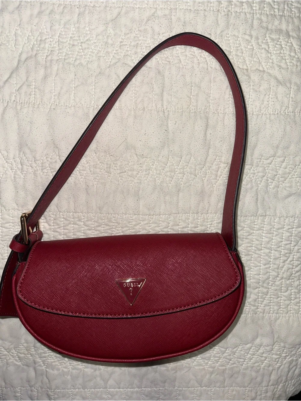 GUESS Red Shoulder Bag with Triangular Logo